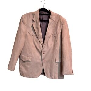 Vintage Circle S Western Blazer Jacket Tan Faux Suede 44R Dallas Texas